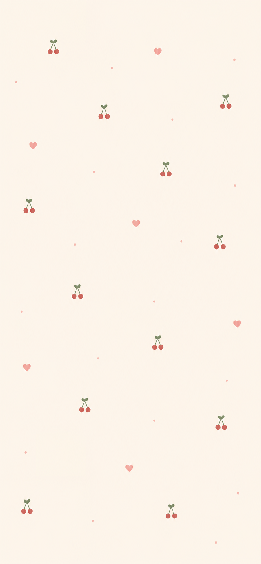 Minimal cream phone wallpaper with a tiny cherry pattern