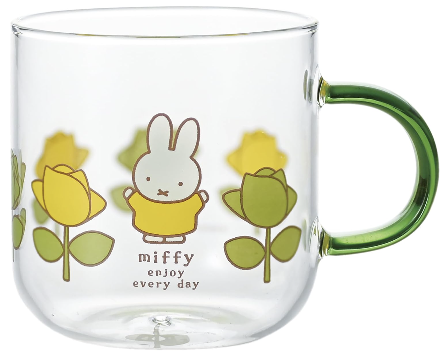 Miffy glass mug with pink rose handle