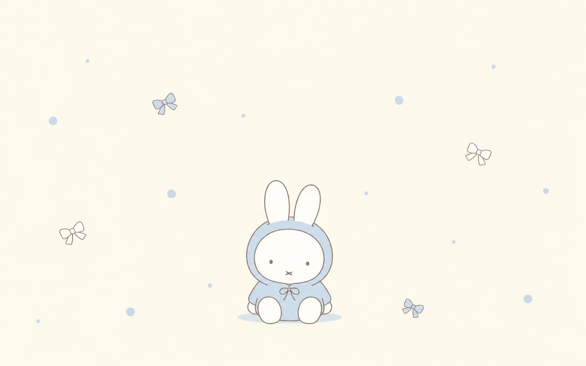 Blue Miffy and bows free desktop and iPad wallpaper