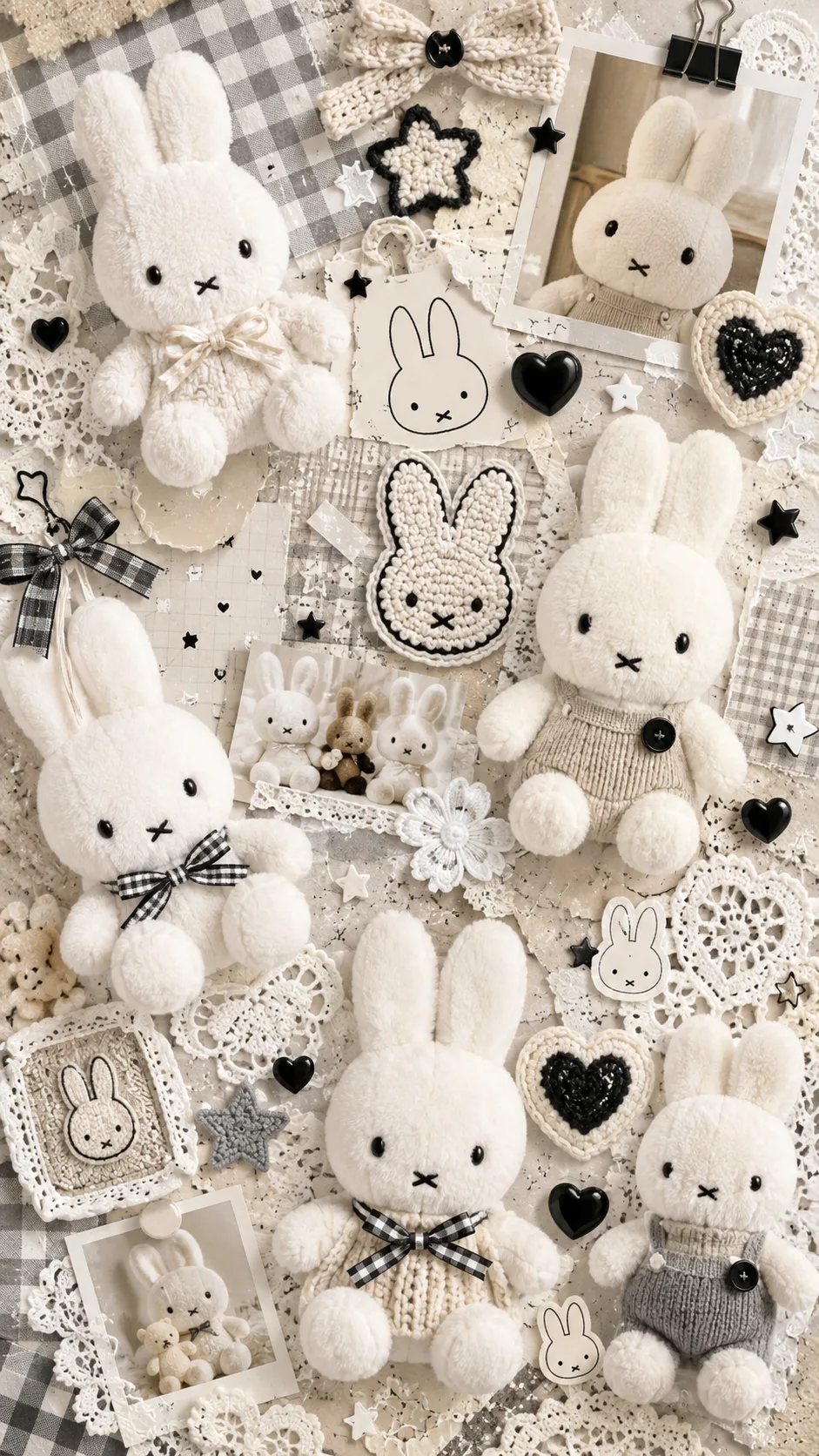 Miffy Black Bow Collage free phone wallpaper