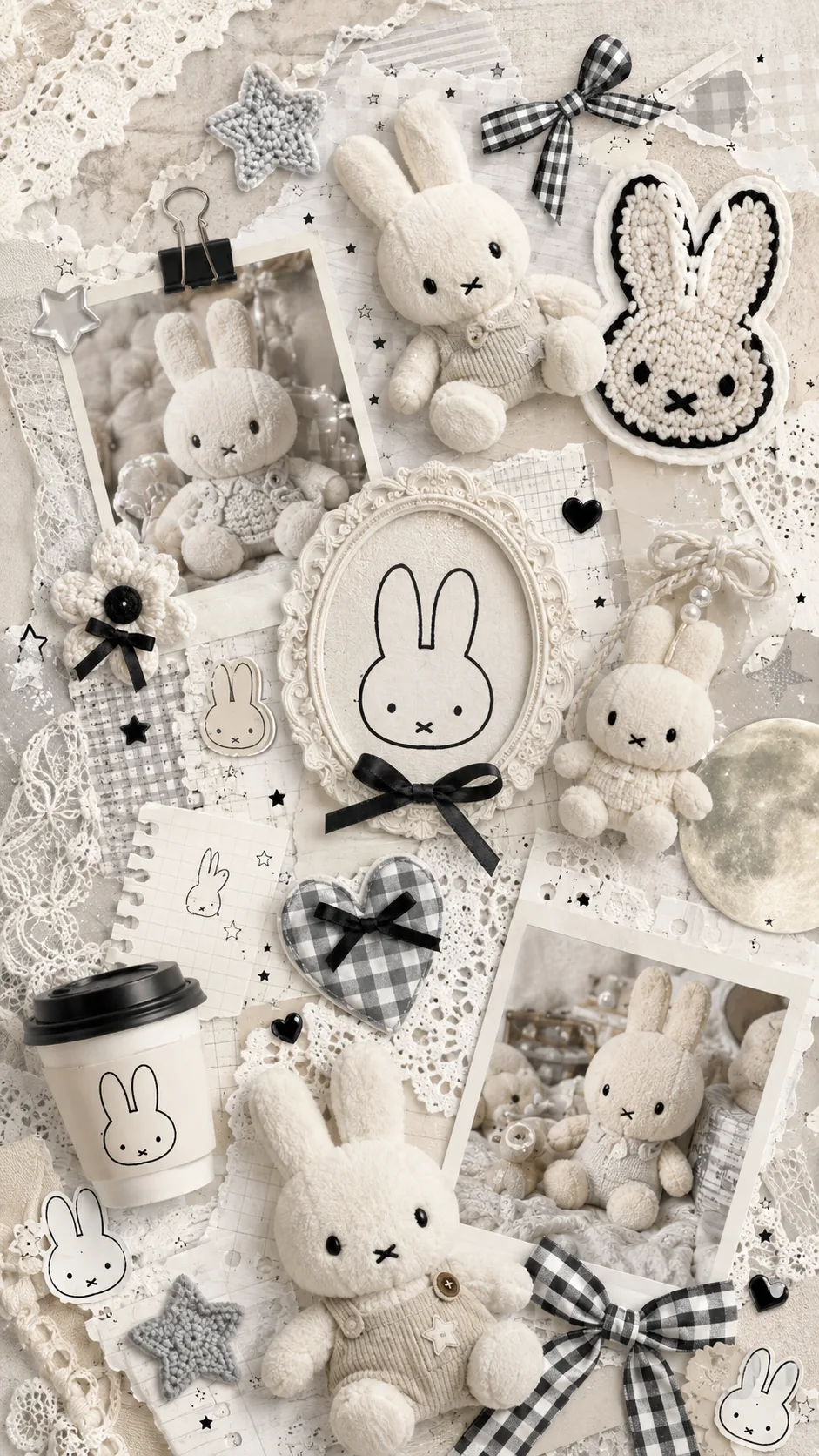 Miffy Lace and moon free phone wallpaper