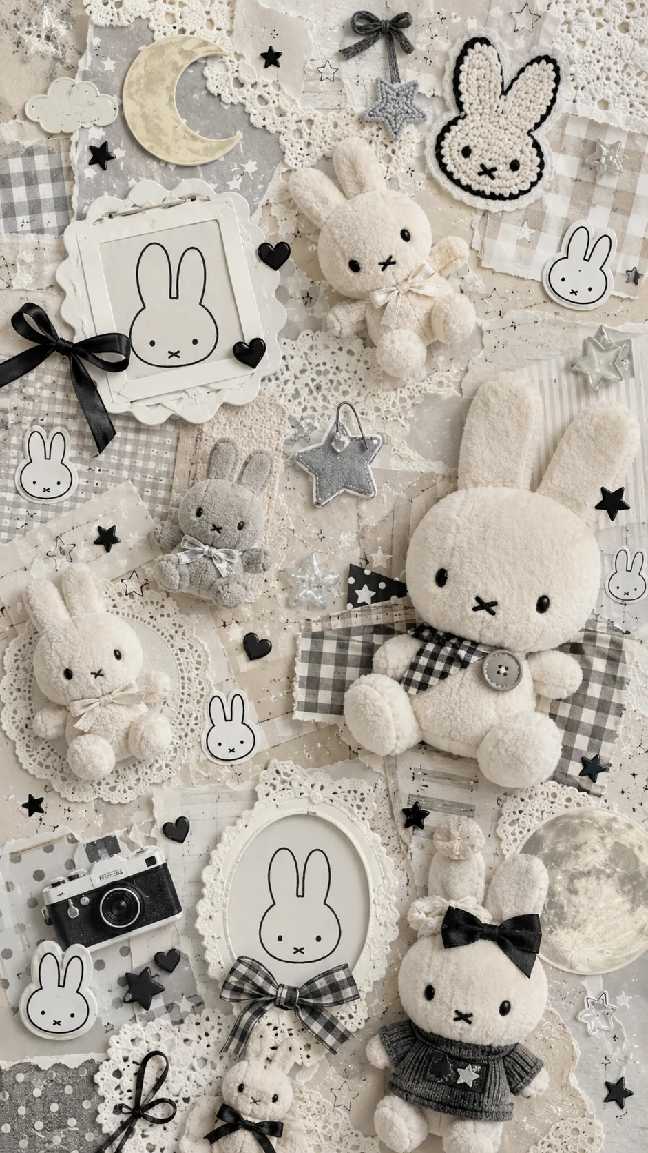 Miffy Monochrome Lace free phone wallpaper