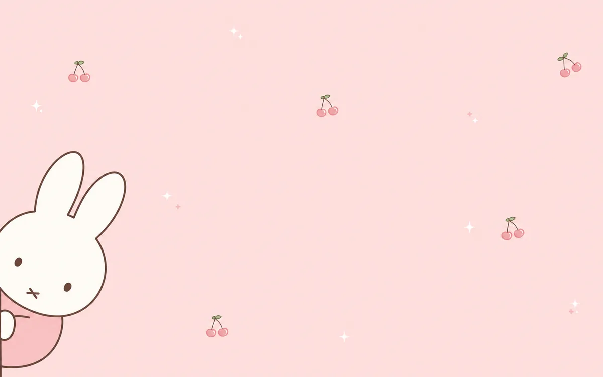 Minimal Pink Miffy free desktop and iPad wallpaper