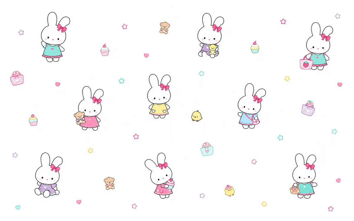 Pastel Miffy pattern free desktop and iPad wallpaper