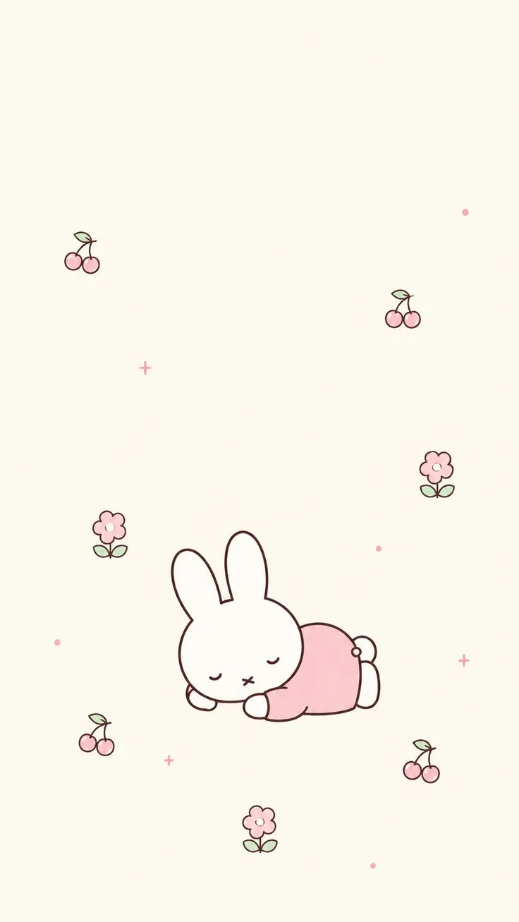 Pink Sleepy Floral Miffy free phone wallpaper