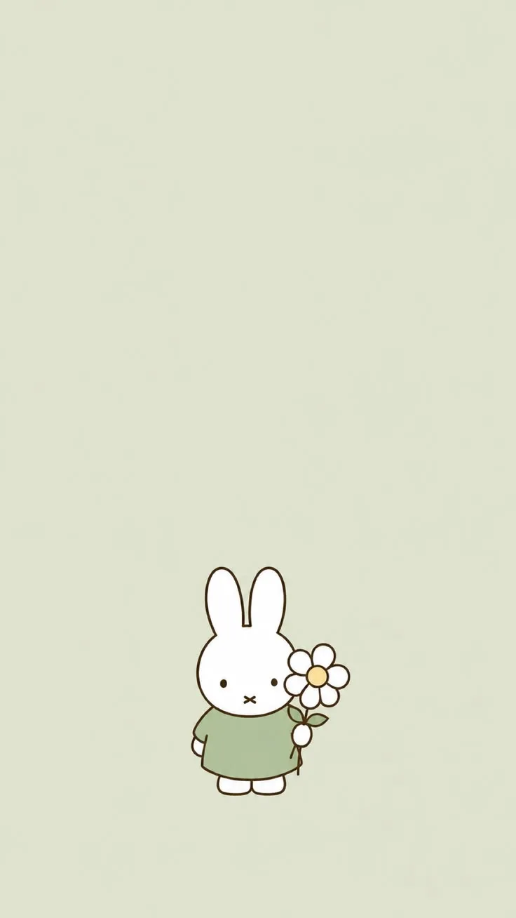 Sage Green Daisy Miffy free phone wallpaper