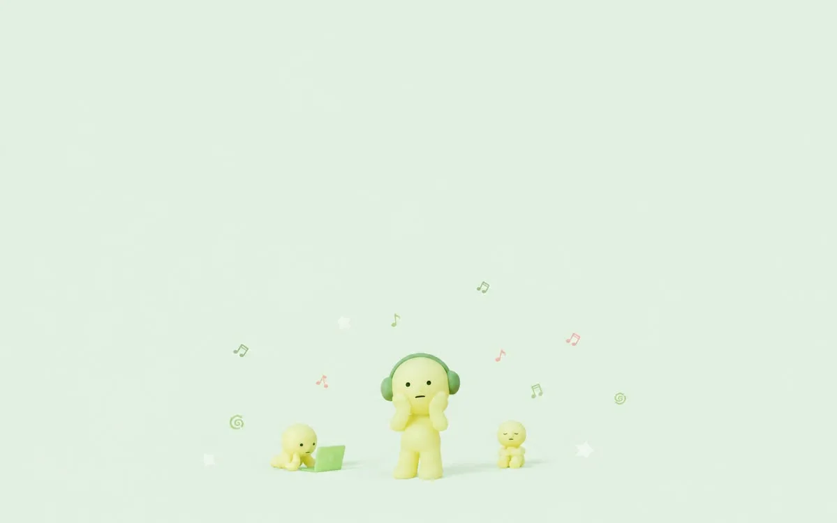 Smiski friends in a mint green clover garden