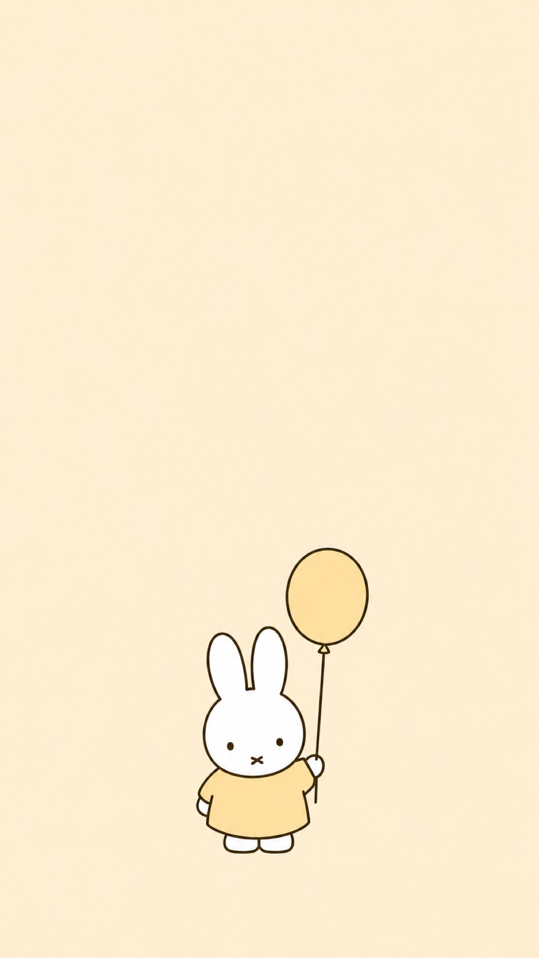 Soft yellow character phone wallpaper with a balloon