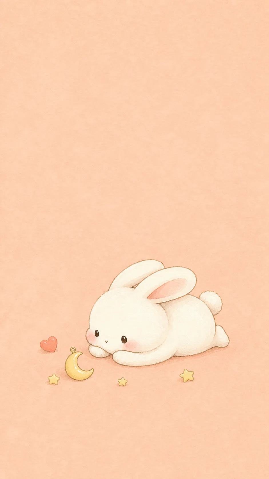 Peachy Moon original pastel bunny phone wallpaper